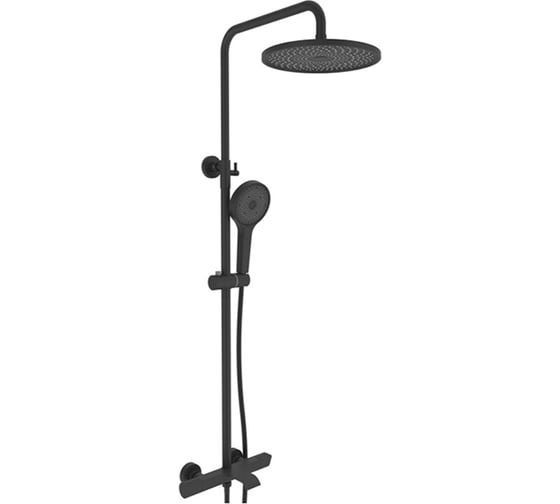 Изображение товара Душевая система ViEiR с термостатом, латунь, черный тропический душ и ручная лейка V343561-C