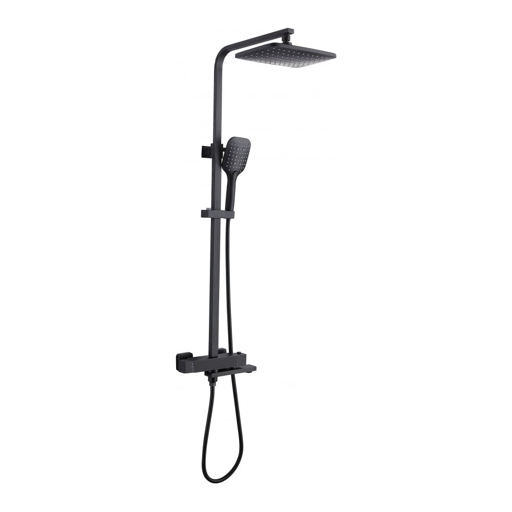 Изображение товара Душевая система ViEiR с термостатом, квадратный верхний душ, черный тропический душ и ручная лейка для душевой зоны V393561-C
