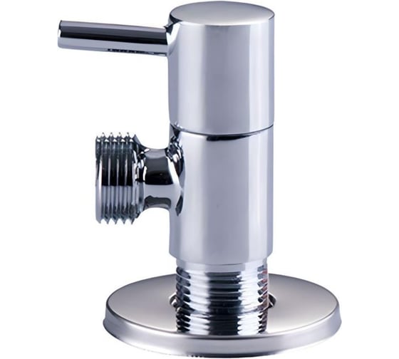 Изображение товара Кран угловой ViEiR с отводом, 1/2 х 3/4, хром, круглый, запорный для смесителей и сантехники VER40