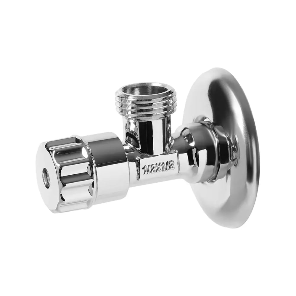 Изображение товара Угловой кран ViEiR VER58 с отводом 1/2 х 3/4 хром для бытовой сантехники