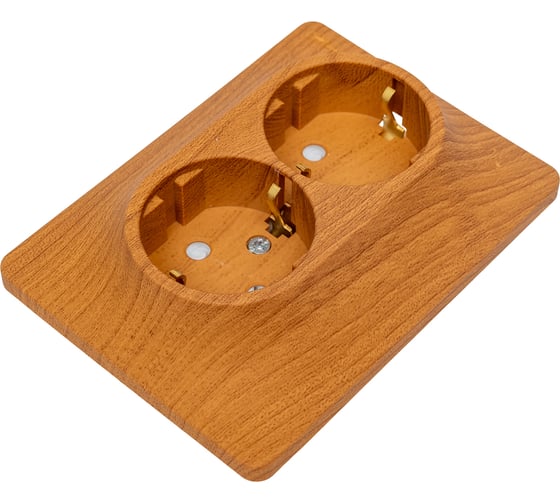 Изображение товара Розетка Systeme Electric Glossa Дерево Дуб Розетка 2-я с/з со шторками в сборе с рамкой SE GSL000526