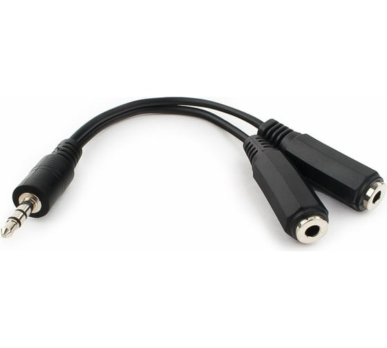 Изображение товара Кабель Cablexpert разветвитель аудио сигнала Jack 3.5(M) 3pin/2xJack 3.5(F), 10см, черный, пакет CCA-415-0.1M