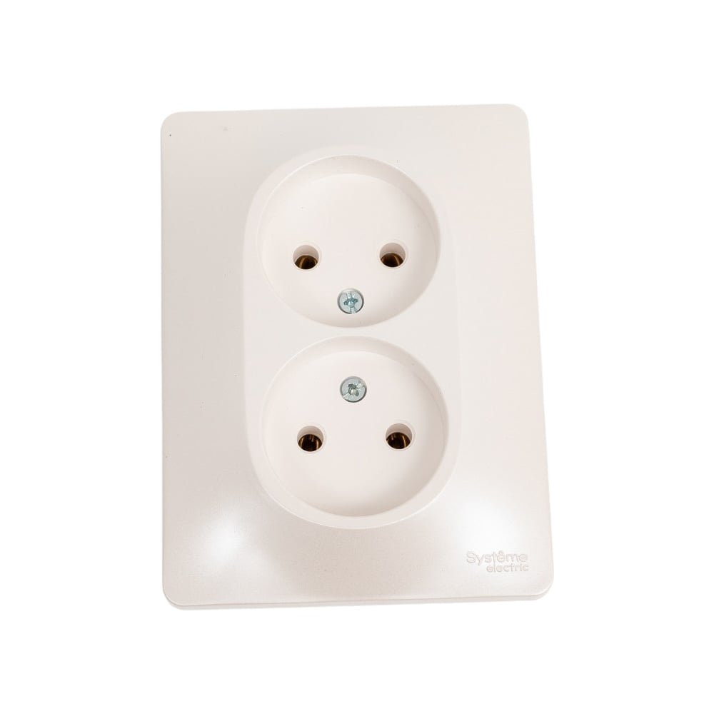 Розетка Systeme Electric Glossa Перламутр 2-ая б/з, 16А в сборе SE GSL000620