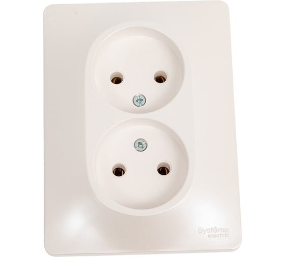 Изображение товара Розетка Systeme Electric Glossa Перламутр 2-ая б/з, 16А в сборе SE GSL000620