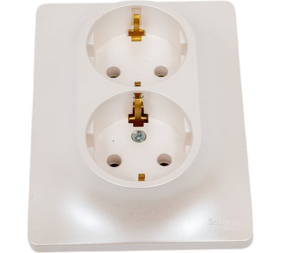 Изображение товара Розетка Systeme Electric (Schneider Electric) Glossa Перламутр 2-ая с/з, 16А в сборе SE GSL000624