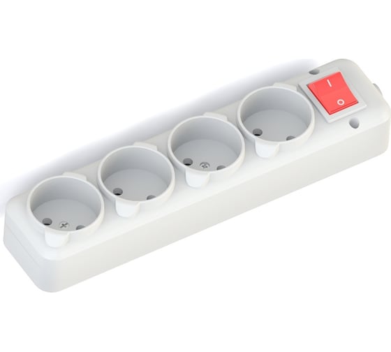 Изображение товара Колодка NE-AD 4 гнезда, без заземления, с выключателем, 16А, 250В, 1/30/120, 3019-KA