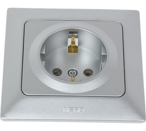 Изображение товара Розетка NE-AD с заземлением, керамика, 16А, 250В, Aras, Серебро, 93-122-08-P