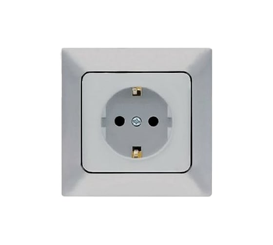 Изображение товара Розетка NE-AD с защитой от детей, с заземлением, 16А, 250В, Aras, Серебро, 93-122-08-E