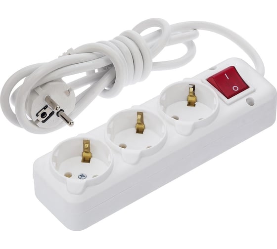 Изображение товара Удлинитель NE-AD 3 гнезда, с заземлением, с выключателем, 3м, 16А, 250В,1/15/60, 3014-3A