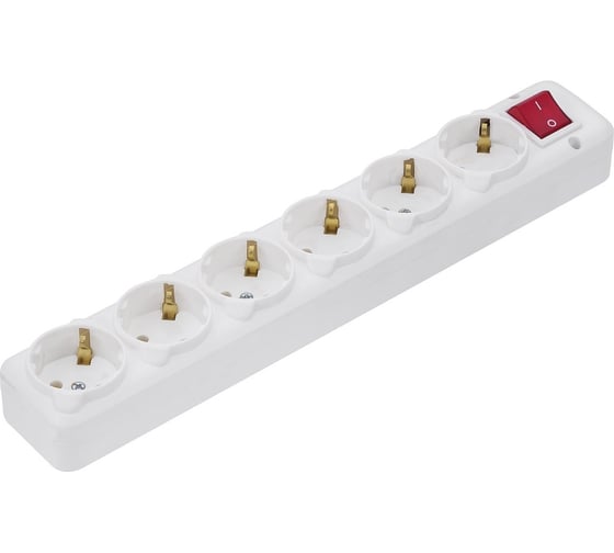 Изображение товара Колодка NE-AD 6 гнезд, с заземлением, с выключателем, 16А, 250В, 1/20/80, 3020-KA