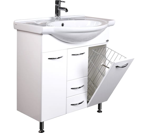 Изображение товара Тумба с раковиной Onika Моника 75 напольная, белая, с корзиной 107502