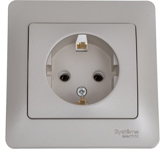 Изображение товара Розетка Systeme Electric Glossa Платина с/з в сборе SE GSL001242