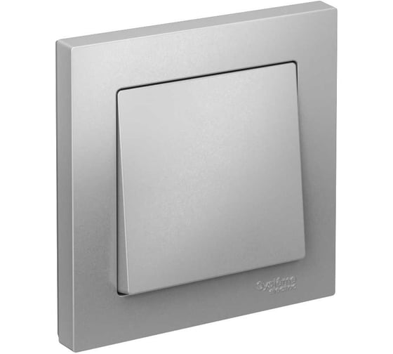 Изображение товара 1-клавишный выключатель Systeme Electric AtlasDesign Алюминий сх.1, 10АХ, в сборе SE ATN000312
