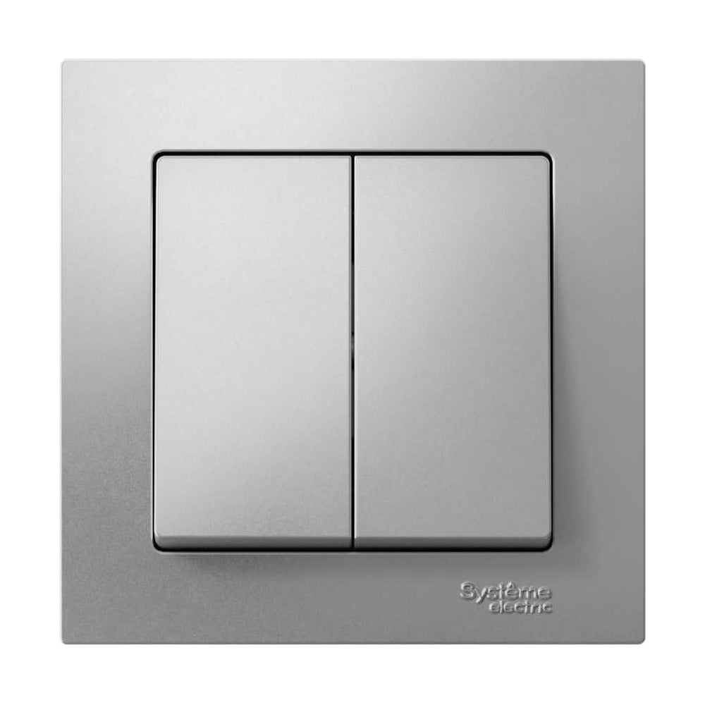 Изображение товара 2-клавишный выключатель Systeme Electric AtlasDesign Алюминий сх5 10А Изображение товара 2-клавишный выключатель Systeme Electric AtlasDesign Алюминий сх5 10А