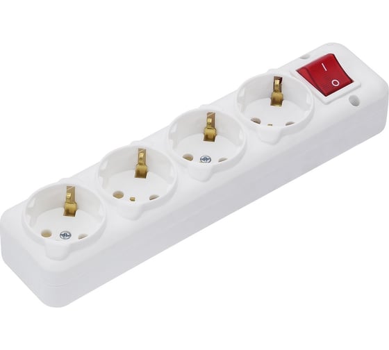 Изображение товара Колодка NE-AD 4 гнезда, с заземлением, с выключателем, 16А, 250В, 1/30/120, 3018-KA