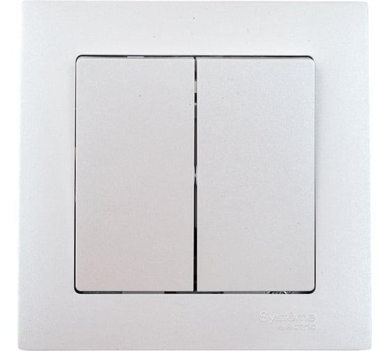 Изображение товара 2-клавишный выключатель Systeme Electric AtlasDesign Жемчуг сх.5, 10АХ, в сборе SE ATN000452