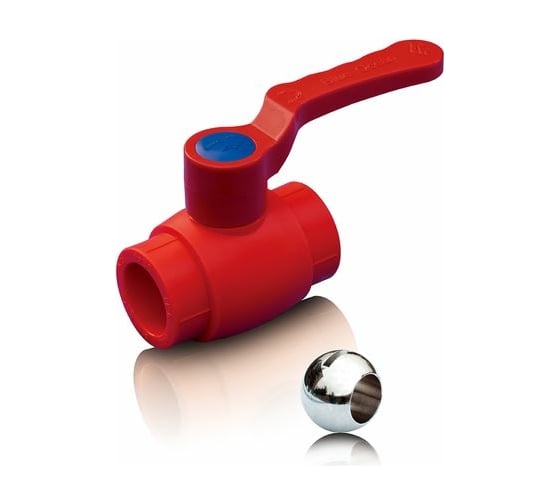 Изображение товара Шаровой кран Blue Ocean противопожарный - 32 красный, полипропиленовый Fire-S-B1 PPRF/BV/PPR/-1(R)-32