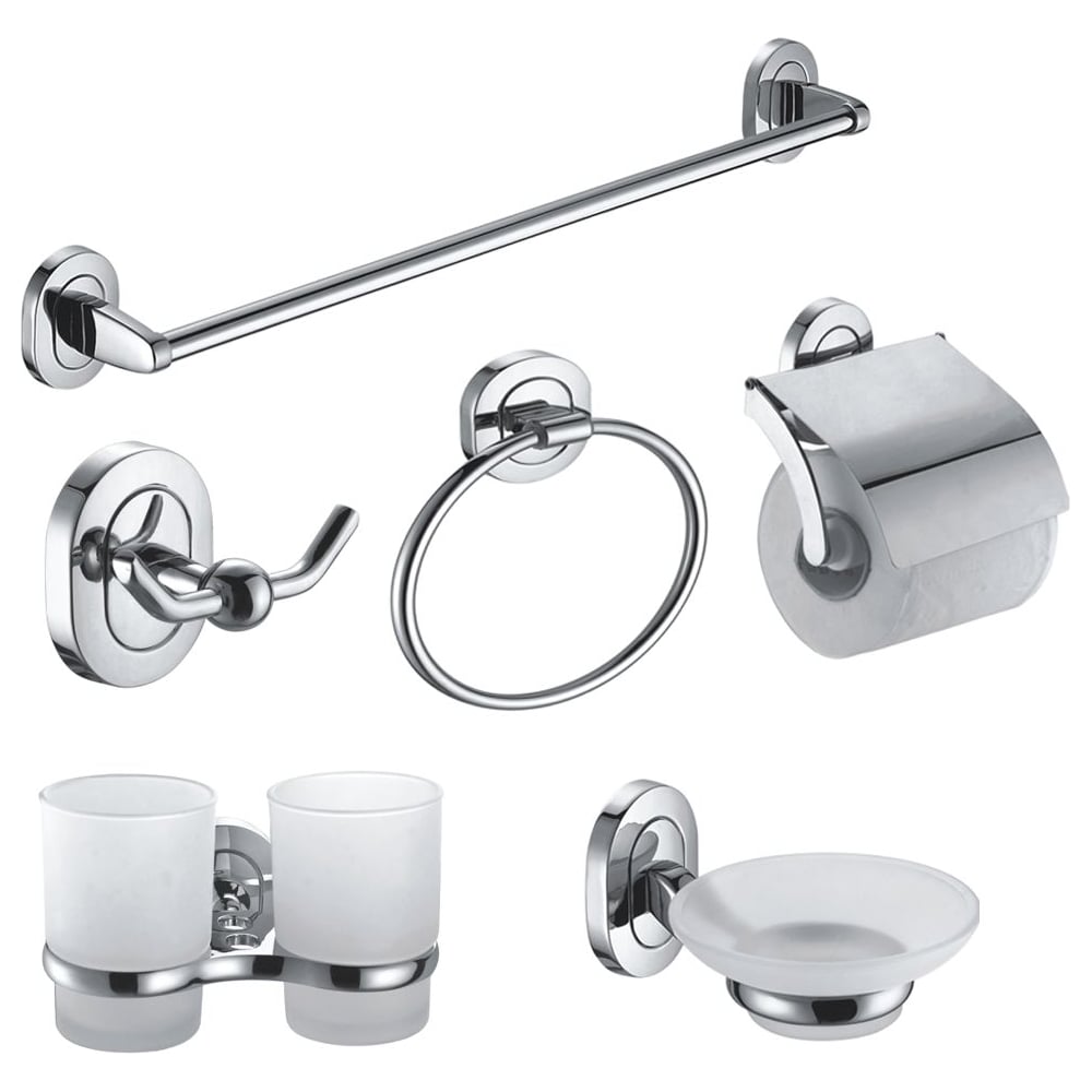 Изображение товара Комплект аксессуаров для ванной SMT 6 предметов хром белый KL-72800