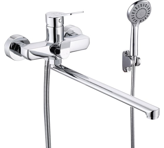 Изображение товара Смеситель для ванны ViEiR однорычажный, с длинным поворотным изливом, латунь хром керамический картридж душевой набор V053541