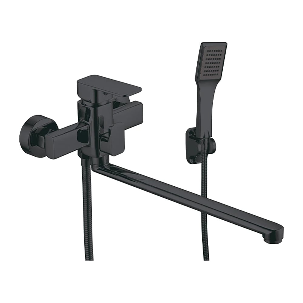 Изображение товара Современный однорычажный смеситель для ванны ViEiR с длинным поворотным изливом черный