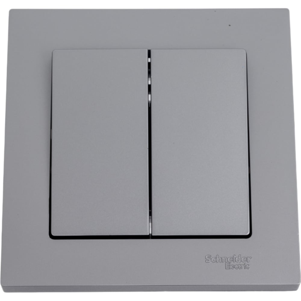 Изображение товара 2-клавишный выключатель Systeme Electric AtlasDesign Сталь 10А в сборе