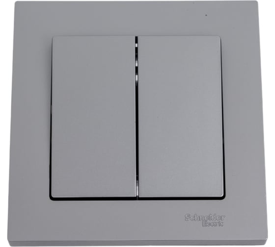 Изображение товара 2-клавишный выключатель Systeme Electric AtlasDesign Сталь сх.5, 10АХ, в сборе SE ATN000952