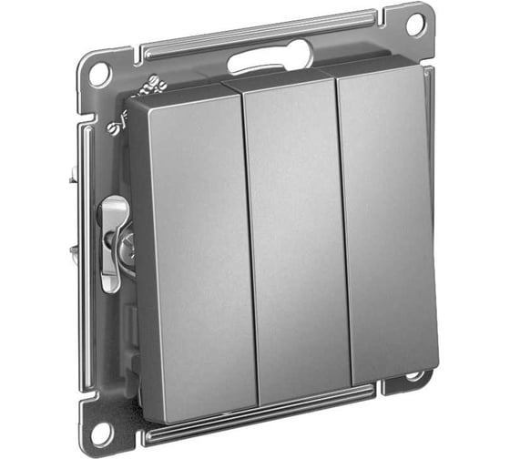 Изображение товара 3-клавишный выключатель Systeme Electric AtlasDesign Сталь сх.1+1+1, 10АХ, механизм SE ATN000931