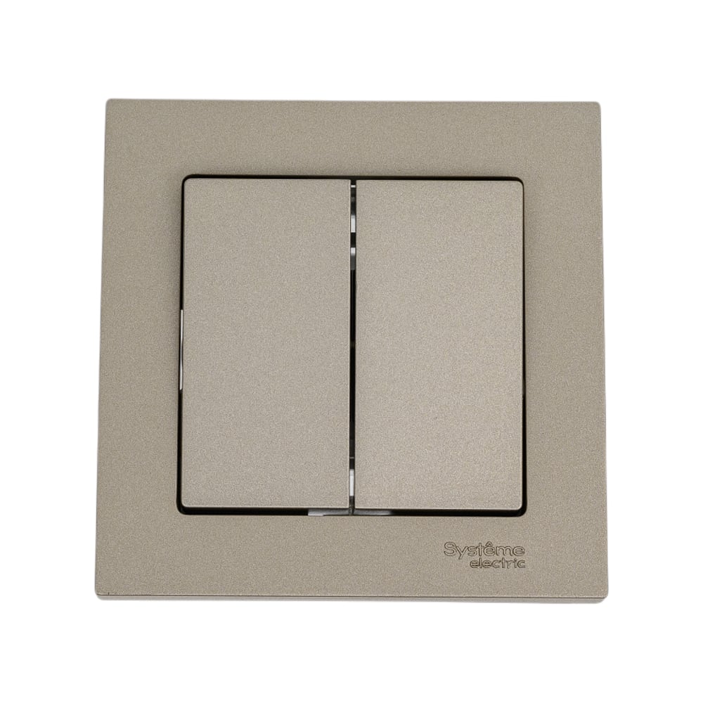 Изображение товара 2-клавишный выключатель Systeme Electric AtlasDesign Шампань 10А сборе