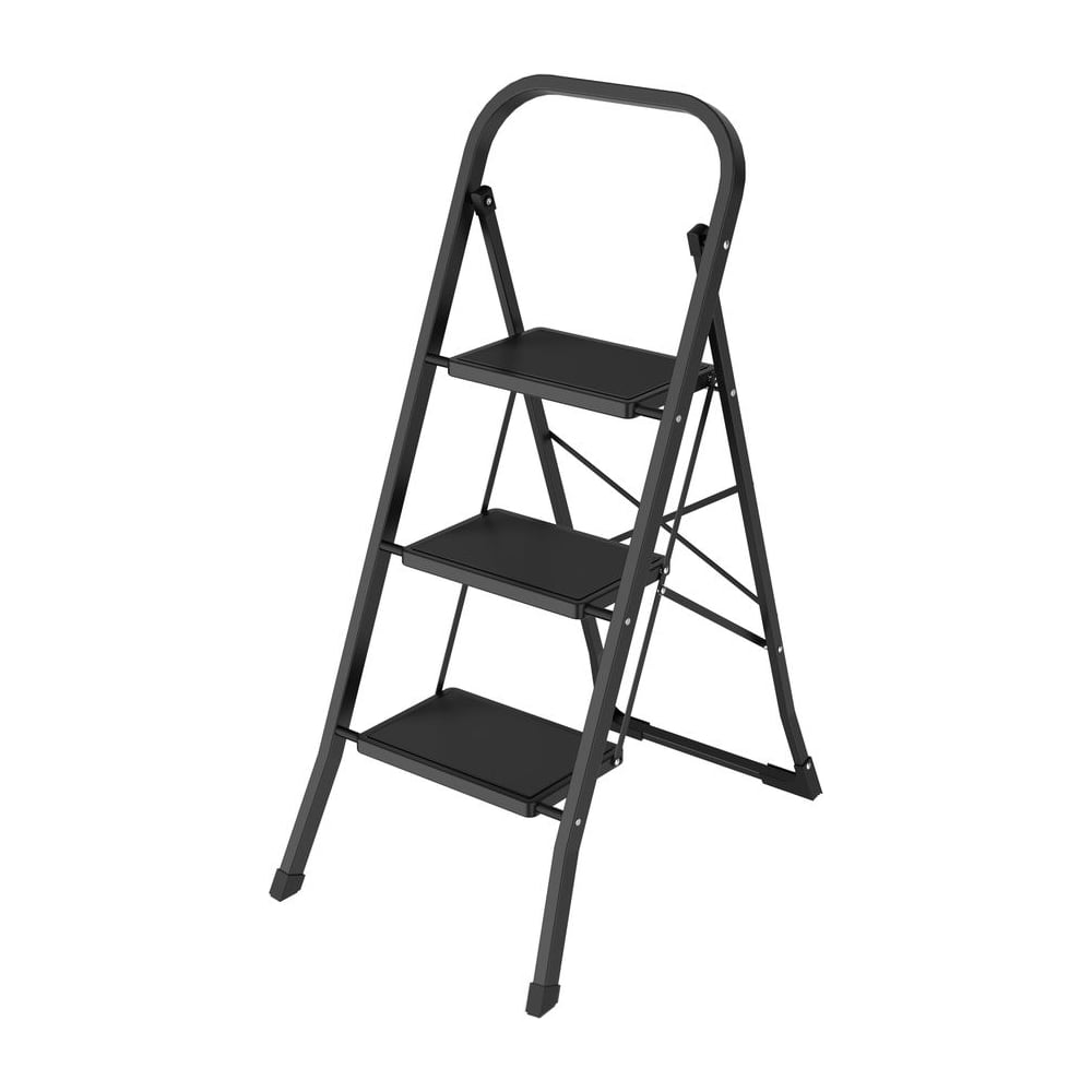 Изображение товара Стремянка стальная WORKY черная с тремя широкими ступенями ARD260940