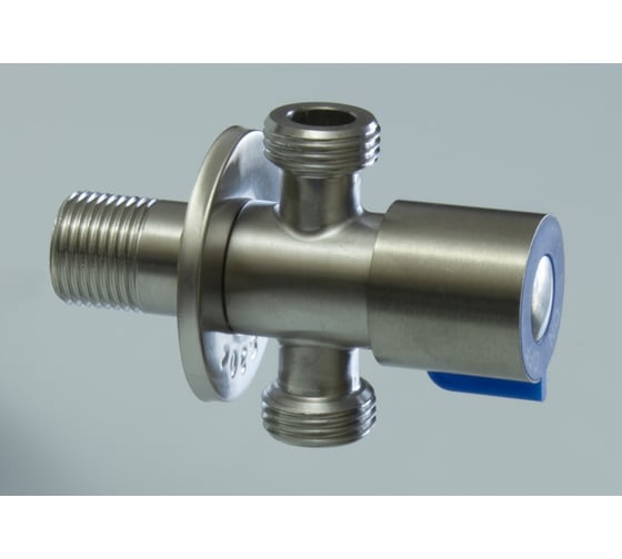 Изображение товара Кран трёхпроходной с отводом 1/2х1/2х1/2 нерж сатин для фильтров и бытовых приборов VIEIR VER68