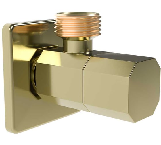 Изображение товара Кран угловой 8-гранный VIEIR 1/2 х 1/2, матовое золото, запорный для смесителей и сантехники VER36-S