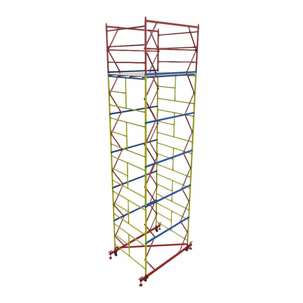 Изображение товара Модульная строительная вышка ВП162076 1,6x2,0м высота 7,6м с колесами и винтовыми опорами