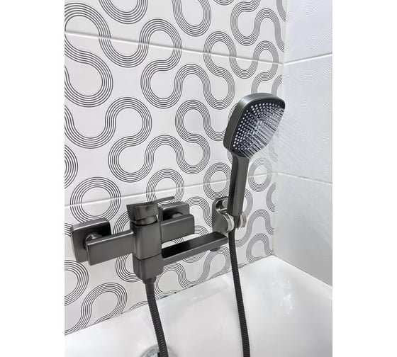 Изображение товара Смеситель для ванны ViEiR однорычажный, с коротким поворотным изливом, латунь графит душевой набор V113531-G