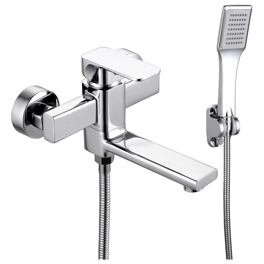 Изображение товара Современный однорычажный смеситель для ванны ViEiR с коротким изливом и душевым набором