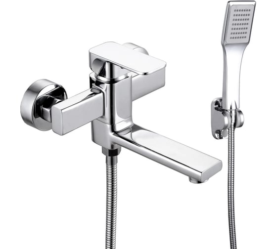 Изображение товара Смеситель для ванны ViEiR однорычажный с коротким поворотным изливом латунь, хром, душевой набор V113531