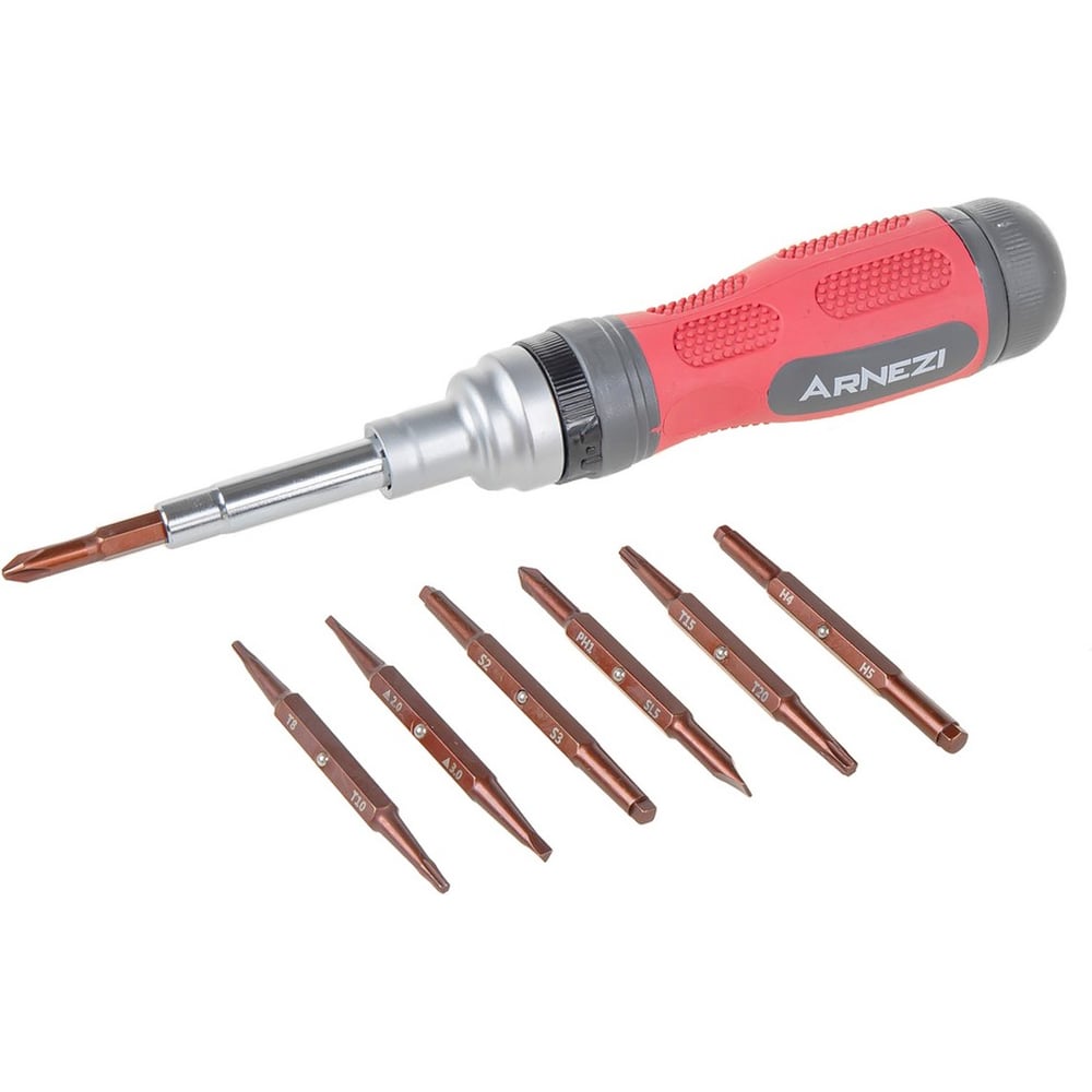 Изображение товара Отвертка с трещоткой Arnezi 19пр. металл CrMo, профессиональная с сменными насадками