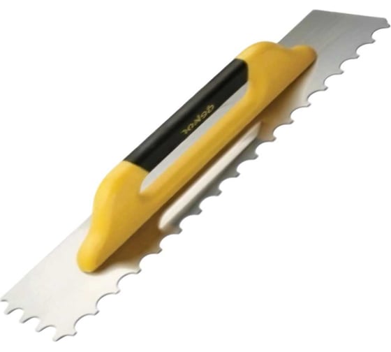 Изображение товара Гладилка зубчатая DEKOR SAMGRUPP \\U\\ - зуб 400 мм для мрамора с закрытой пласт. ручкой нерж. сталь DEK-485