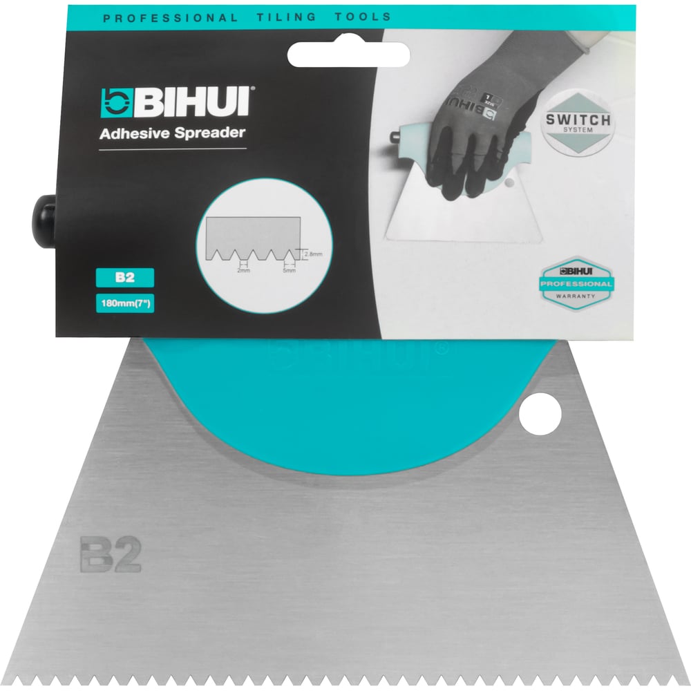 Изображение товара Шпатель зубчатый BIHUI 180мм со сменным лезвием B2