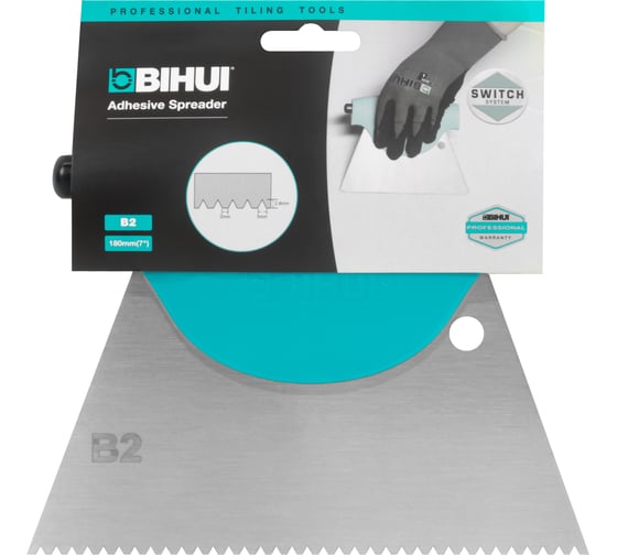 Изображение товара Шпатель зубчатый BIHUI 180мм со сменным лезвием B2 FTSCB2