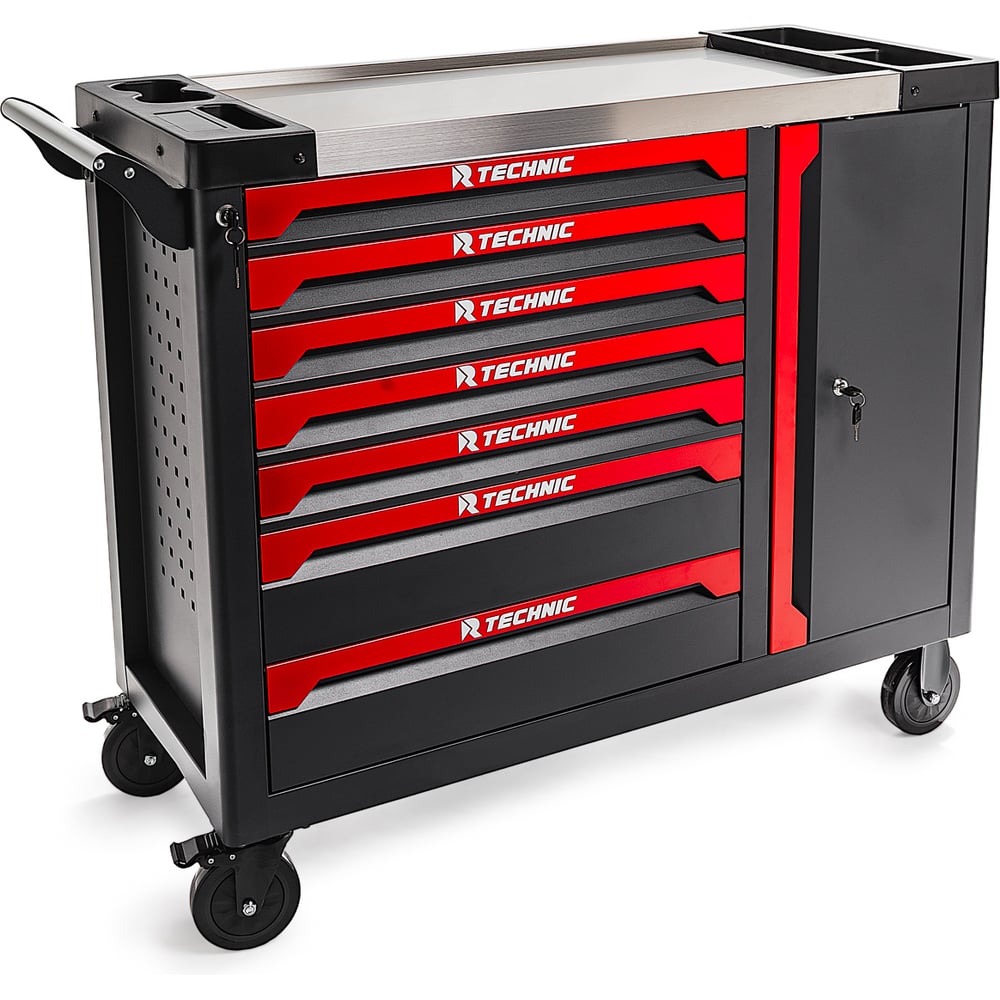 Изображение товара Профессиональная инструментальная тележка TECHNIC RUNTEC RT-PR7T с 7 полками и ящиком Изображение товара Профессиональная инструментальная тележка TECHNIC RUNTEC RT-PR7T с 7 полками и ящиком
