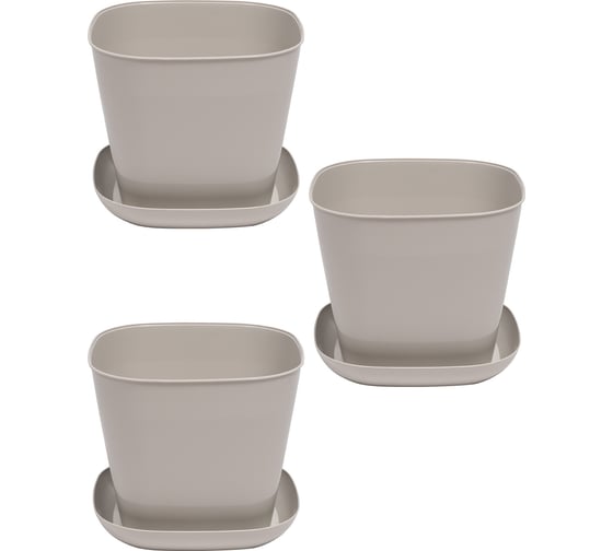 Изображение товара Кашпо квадратное Violet 1,3л с поддоном набор 3 шт агат N-3813/3-09