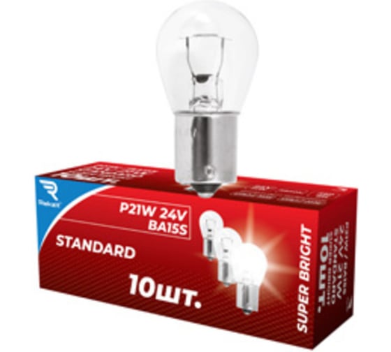 Изображение товара Лампа накаливания Rekzit P21W 24V 21W BA15s 10 шт 90502
