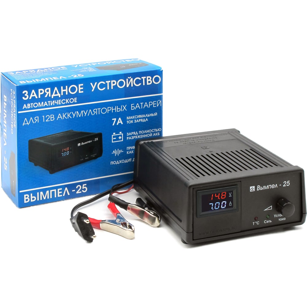 Изображение товара Зарядное устройство Вымпел 25 автомат, 0-7А, 14.8В, LED амперметр 2223
