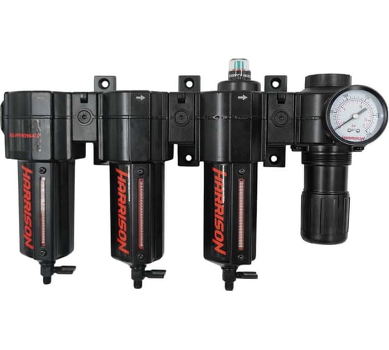 Изображение товара Блок подготовки воздуха Harrison с фильтрами 5 мкм и 1 мкм (3964 л/мин), масляным фильтром 0,01 мкм (990 л/мин) и регулятором 1/2' HRS-FFFR3964/5