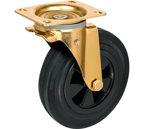 Изображение товара Усиленная поворотная колесная опора Kolesa-opori SCM 80 черная резина, д200 SCm80