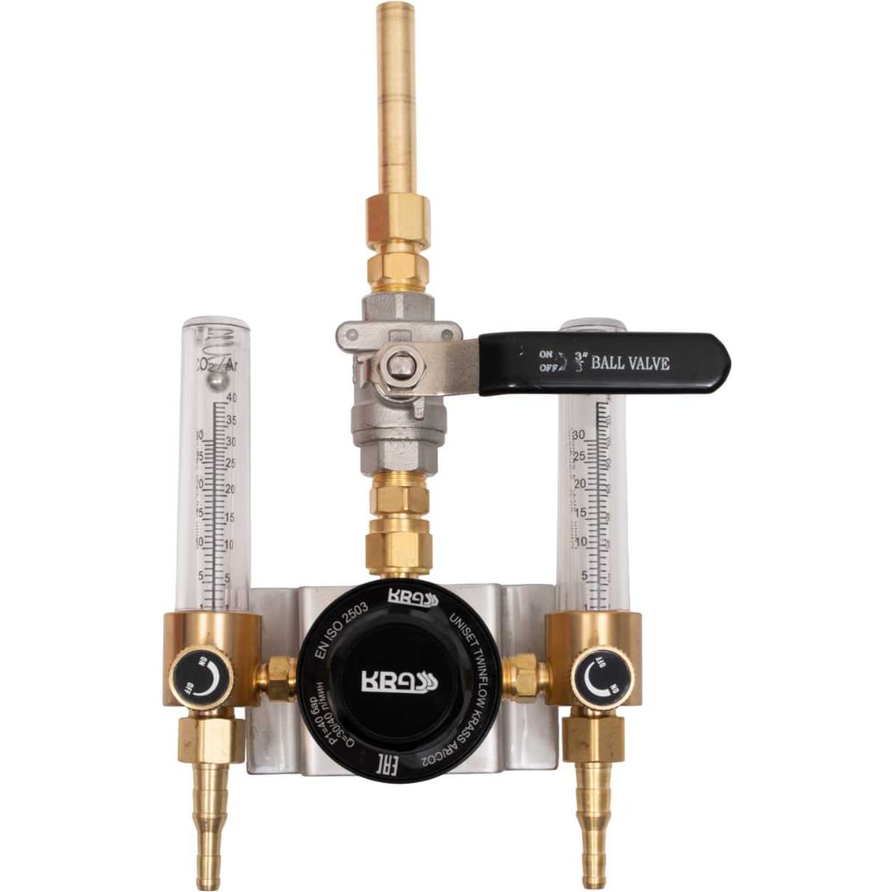 Изображение товара Газовый пост KRASS UNISET TWINFLOW AR/CO2 Аргон/Углекислый газ 4/0.35 МПа, 30/40 л/мин, вх. G3/8+ниппель 12 мм под приварку, вых. М16х1,5+ниппель 6/9 мм 2711010