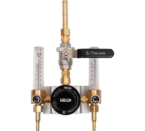 Изображение товара Газовый пост KRASS UNISET TWINFLOW AR/CO2 Аргон/Углекислый газ 4/0.35 МПа, 30/40 л/мин, вх. G3/8+ниппель 12 мм под приварку, вых. М16х1,5+ниппель 6/9 мм 2711010