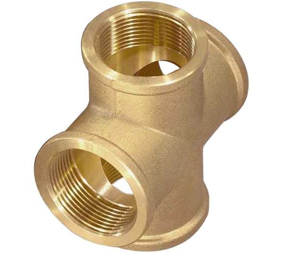 Изображение товара Крестовина резьбовая латунная ViEiR 1Г × 1Г × 1Г × 1Г (все стороны гайка, внутренняя резьба) для сантехнических соединений и трубопроводов XF555