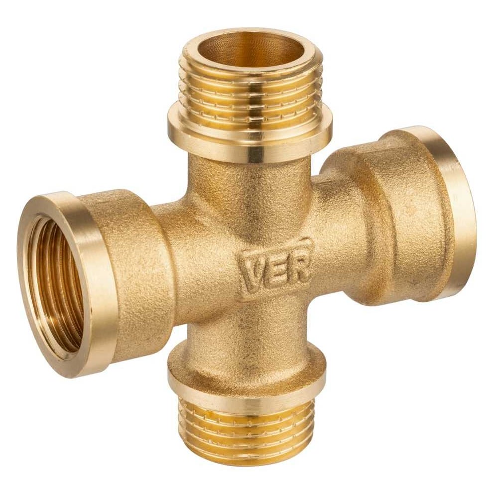 Изображение товара Крестовина латунная резьбовая ViEiR 1/2 для сантехники и трубопроводов XFM-3