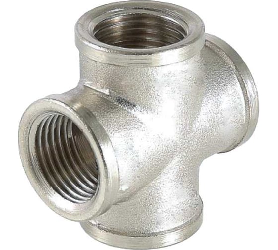 Изображение товара Крестовина никелированная ViEiR 1/2 гайка × 1/2 гайка × 1/2 гайка × 1/2 гайка для распределения потоков в водопроводной системе XFN333